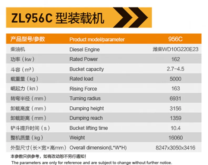 ZL956C型裝載機參數(shù)